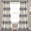 Keya Medallion Cream & Blue Room-Darkening Back Tab Curtain Panel Pair, (84")