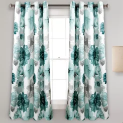 Leah Floral Room-Darkening Grommet Curtain Panel Pair