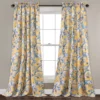 Dolores Yellow & Blue Floral Room-Darkening Rod Pocket Curtain Panel Pair, (95")
