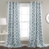 Edward Trellis Blue Room-Darkening Grommet Curtain Panel Pair, (84")