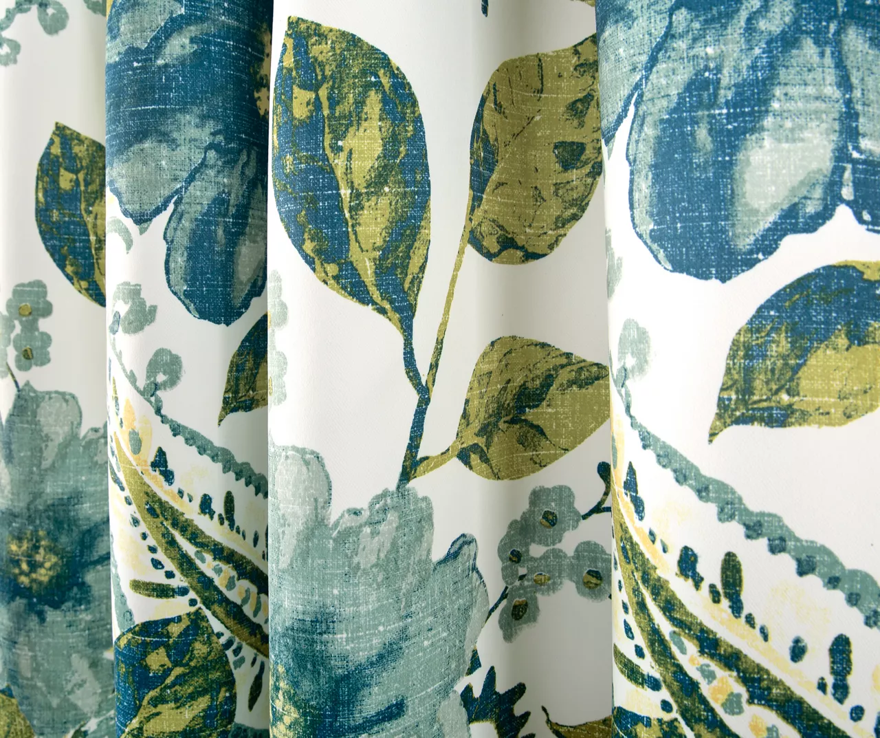 Floral Paisley Blue & Green Room-Darkening Grommet Curtain Panel Pair, (95") - Image 3