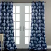 Elephant Parade Navy Room-Darkening Grommet Curtain Panel Pair, (84")