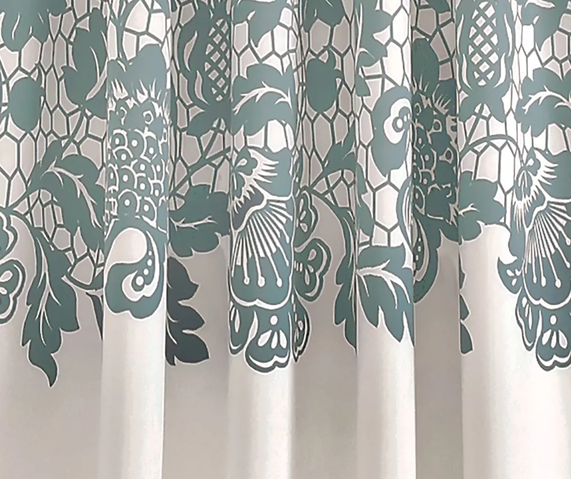 Estate Garden Blue & White Room-Darkening Rod Pocket Curtain Panel Pair, (84") - Image 3