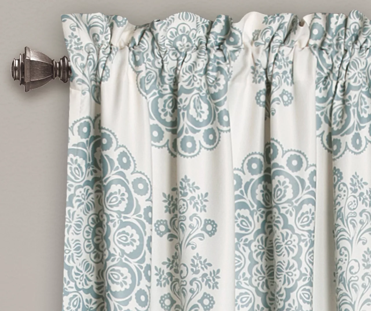 Evelyn Medallion Blue & White Room-Darkening Rod Pocket Curtain Panel Pair, (95") - Image 2