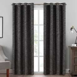 Warren Charcoal Blackout Grommet Curtain Panel, (108")