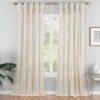 Priya Natural Semi-Sheer Tab Top Curtain Panel, (84")