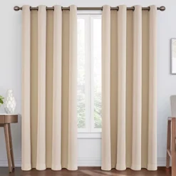 Round & Round Ecru Blackout Grommet Curtain Panel, (108")