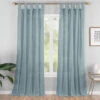Priya Blue Semi-Sheer Tab Top Curtain Panel, (95")
