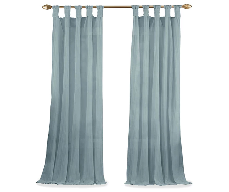 Priya Blue Semi-Sheer Tab Top Curtain Panel, (95") - Image 4
