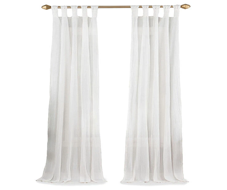 Priya White Semi-Sheer Tab Top Curtain Panel, (95") - Image 4