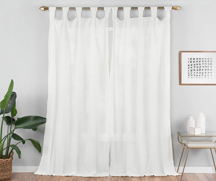 Priya White Semi-Sheer Tab Top Curtain Panel, (95") - Image 5
