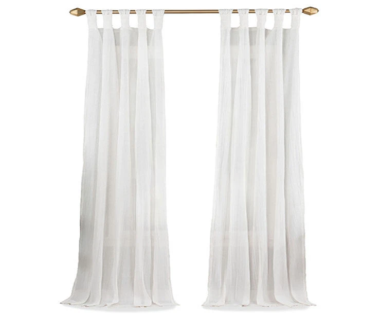 Priya White Semi-Sheer Tab Top Curtain Panel, (63") - Image 4