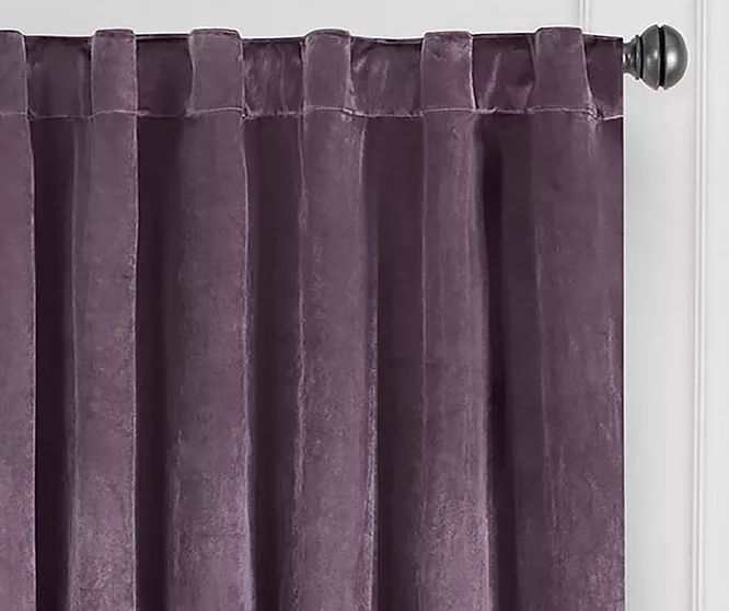 Harper Plum Velvet Blackout Rod Pocket Curtain Panel, (95") - Image 2