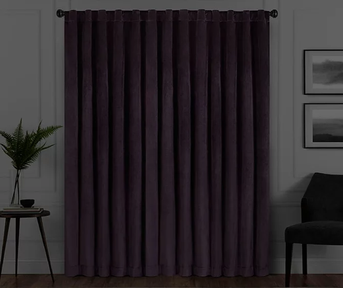 Harper Plum Velvet Blackout Rod Pocket Curtain Panel, (95") - Image 6