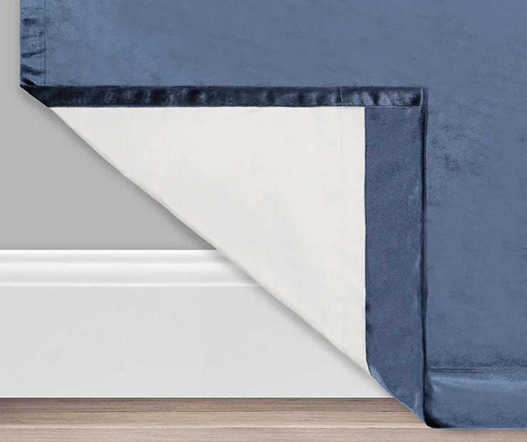 Harper Navy Velvet Blackout Rod Pocket Curtain Panel, (95") - Image 3