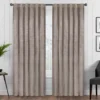 Harper Mushroom Velvet Blackout Rod Pocket Curtain Panel, (95")