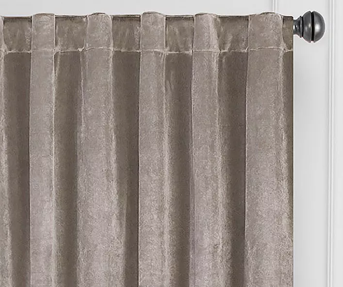 Harper Mushroom Velvet Blackout Rod Pocket Curtain Panel, (95") - Image 2