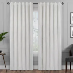 Harper Snow Velvet Blackout Rod Pocket Curtain Panel, (108")