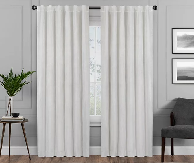 Harper Snow Velvet Blackout Rod Pocket Curtain Panel, (108")