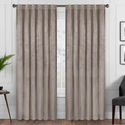 Harper Mushroom Velvet Blackout Rod Pocket Curtain Panel, (108")