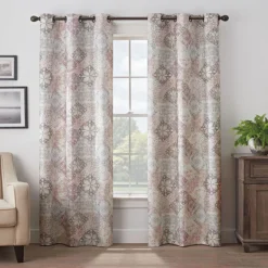 Martina Medallion Rose Blackout Grommet Curtain Panel, (95")