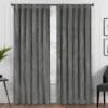 Harper Charcoal Velvet Blackout Rod Pocket Curtain Panel, (63")