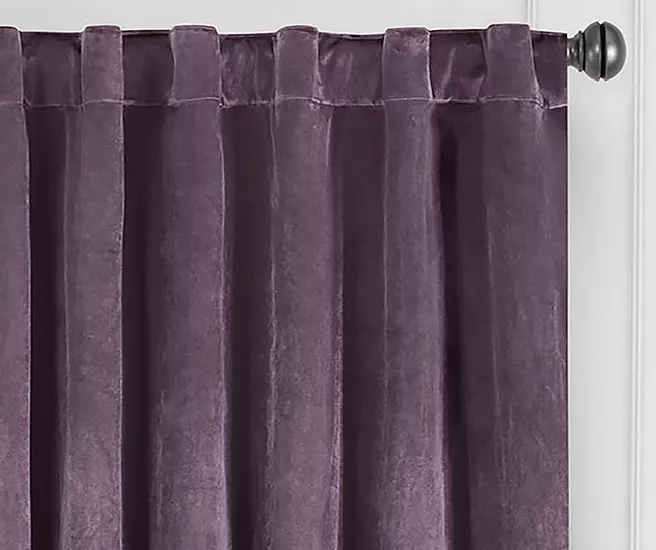 Harper Plum Velvet Blackout Rod Pocket Curtain Panel, (84") - Image 2