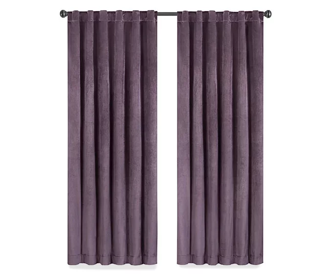 Harper Plum Velvet Blackout Rod Pocket Curtain Panel, (84") - Image 4