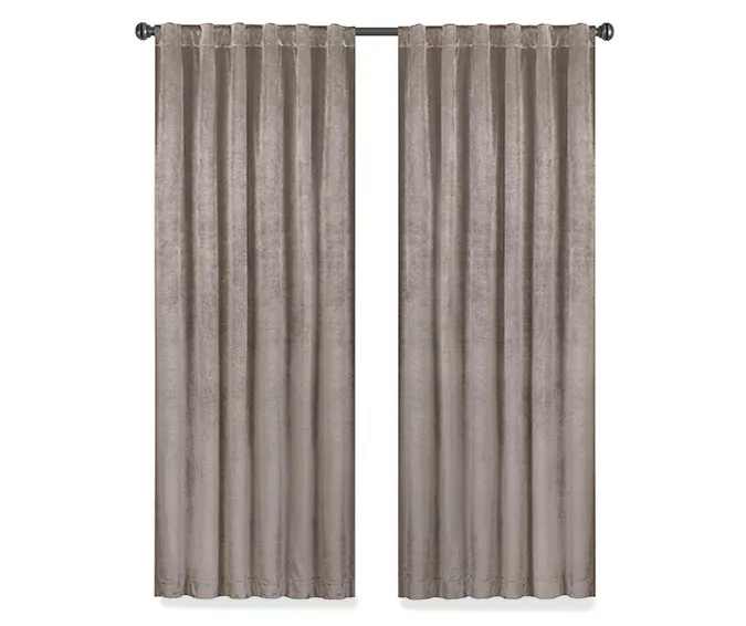 Harper Mushroom Velvet Blackout Rod Pocket Curtain Panel, (84") - Image 4