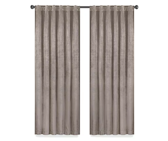 Harper Mushroom Velvet Blackout Rod Pocket Curtain Panel, (63") - Image 4