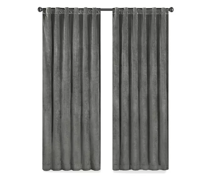 Harper Charcoal Velvet Blackout Rod Pocket Curtain Panel, (95") - Image 4