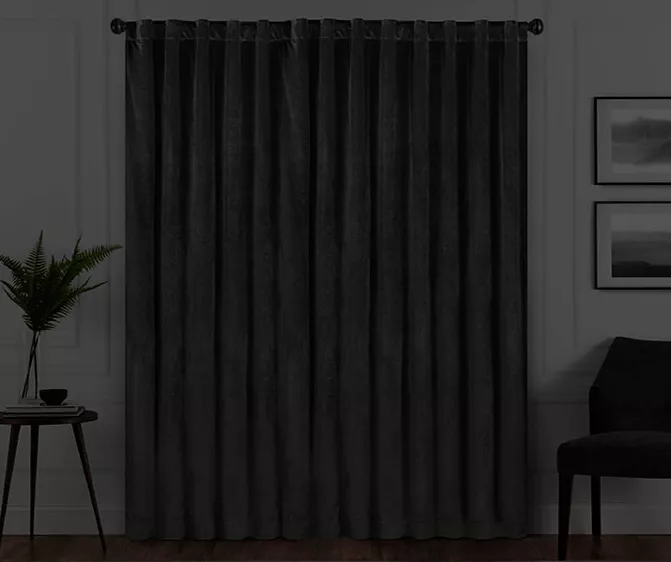 Harper Charcoal Velvet Blackout Rod Pocket Curtain Panel, (95") - Image 6