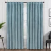 Harper Blue Velvet Blackout Rod Pocket Curtain Panel, (95")