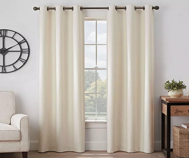 Gabriella Ivory Blackout Grommet Curtain Panel, (63")