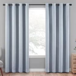 Cara Denim Blackout Grommet Curtain Panel, (84")