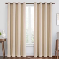 Round & Round Ecru Blackout Grommet Curtain Panel, (95")