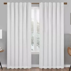 Nora White Blackout Rod Pocket Curtain Panel, (95")