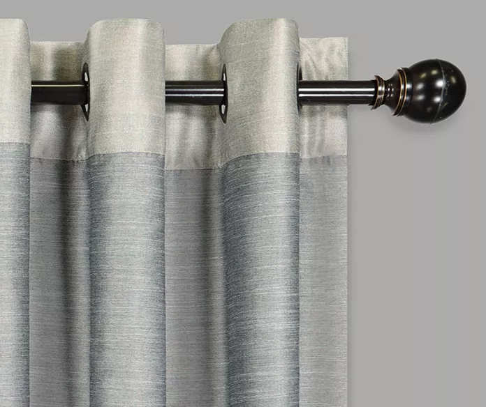 Monty Ivory & Charcoal Blackout Grommet Curtain Panel, (63") - Image 2