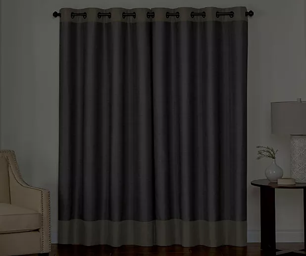 Monty Ivory & Charcoal Blackout Grommet Curtain Panel, (63") - Image 6
