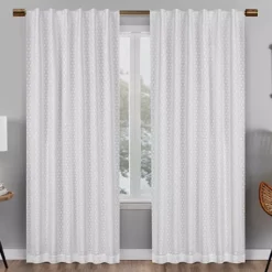Nora Crochet White Blackout Rod Pocket Curtain Panel, (95")