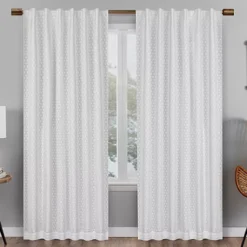 Nora Crochet White Blackout Rod Pocket Curtain Panel, (84")