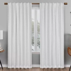 Nora Crochet White Blackout Rod Pocket Curtain Panel, (108")