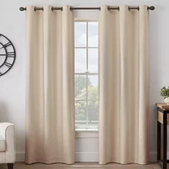 Gabriella Beige Blackout Grommet Curtain Panel, (84")