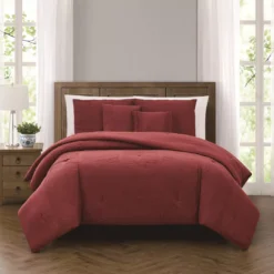 Broyhill Deep Red Crinkle 5-Piece Comforter Set