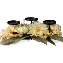 Dahlia & Pumpkin 3-Tier Candle Holder