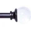 Clear Ball Glossy Black 1" Curtain Rod, (42"-120")