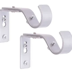 Brushed Nickel Adjustable Curtain Rod Brackets, 2-Pack