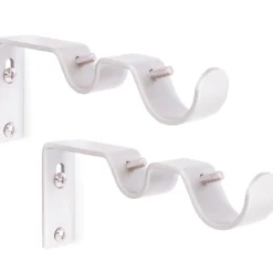 Brushed Nickel Adjustable Double Curtain Rod Brackets, 2-Pack