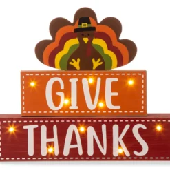 "Give Thanks" LED Block Tabletop Decor