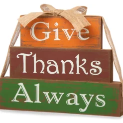 "Give Thanks Always" Block Tabletop Decor